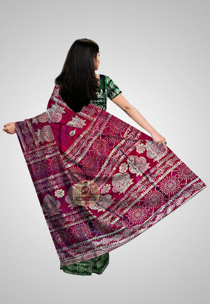 Discover Handloom Saree – Back profile showcasing rich pallu