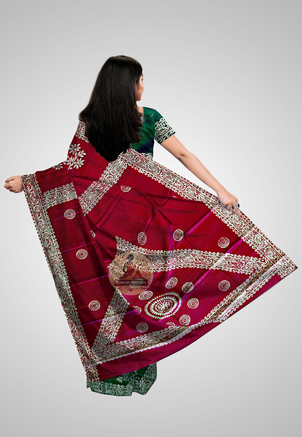 Buy Pure Katan Silk Saree online – Katan Silk Saree rear view