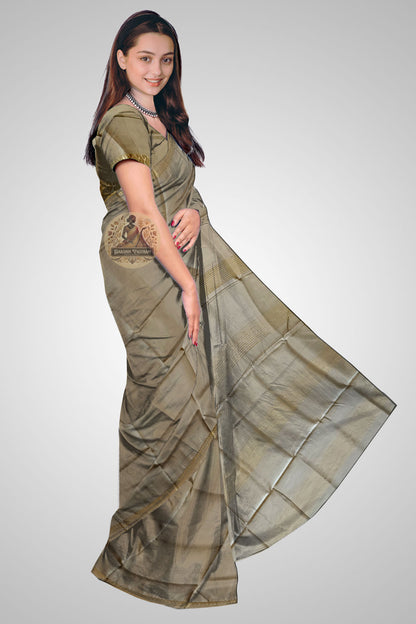 Shop Zari Border Silk Saree online – Elegant side profile view