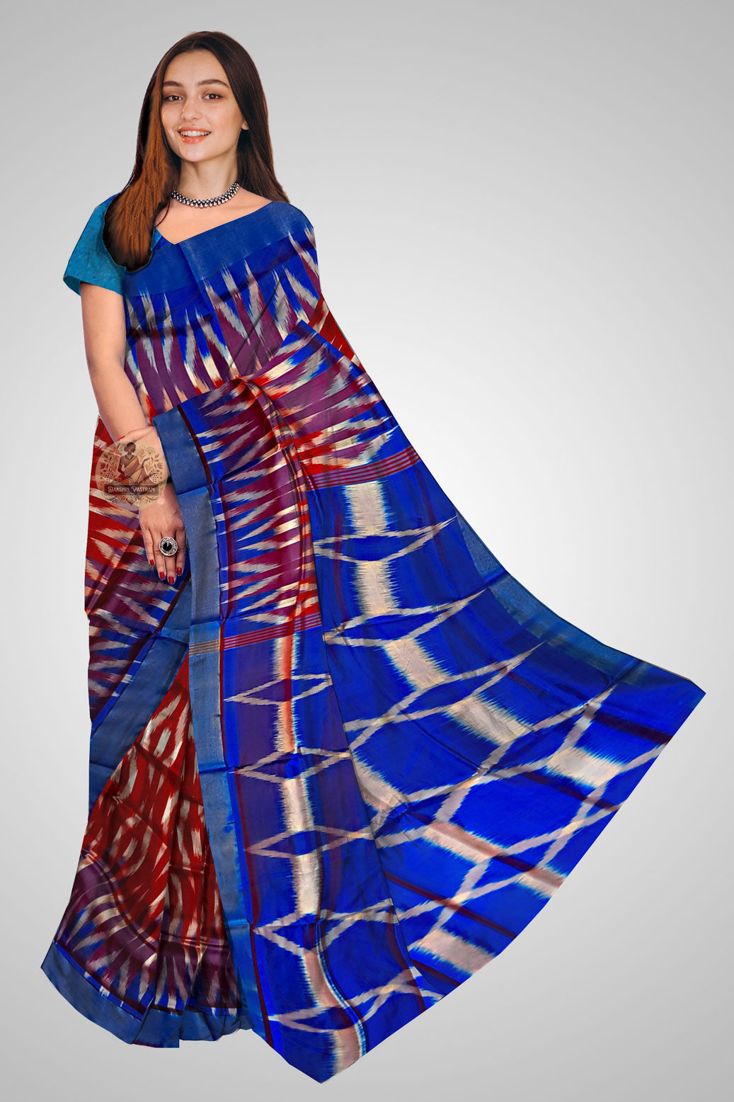 Buy Katan Silk Saree UK – Front view of traditional handloom drape
