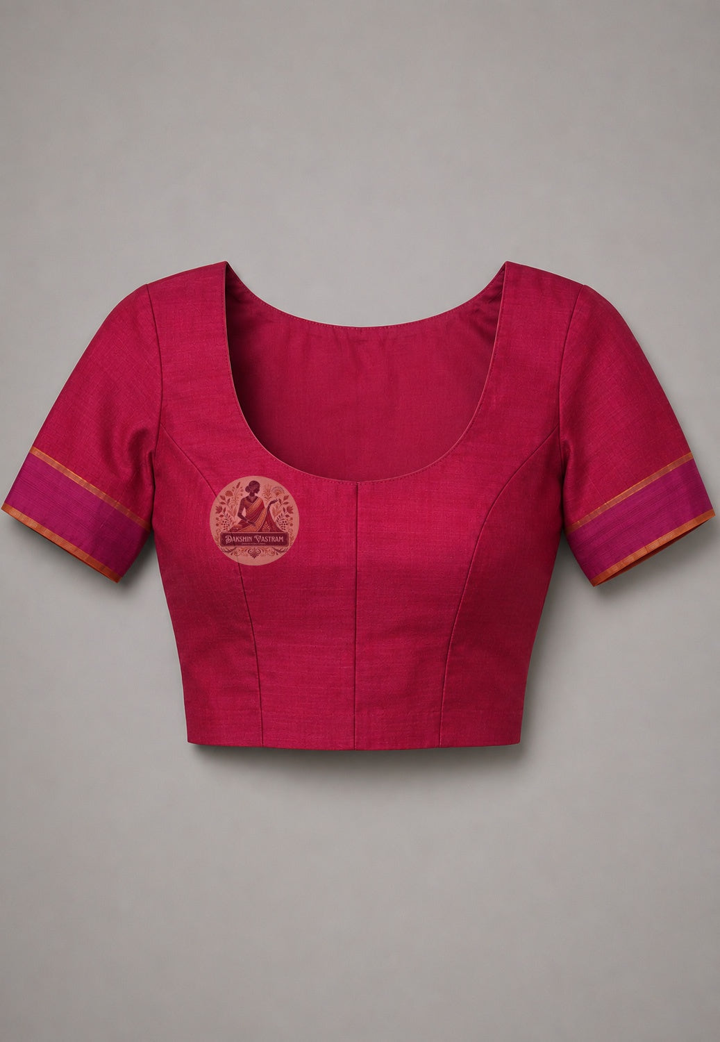 Close-up of running blouse fabric from Bishnupur Pure Katan Silk Saree set, featuring coordinating handwoven Katan silk with complementary traditional Bengali motif border