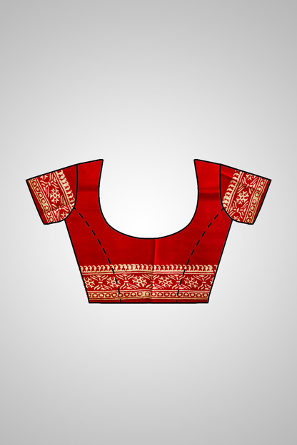 Bishnupur Silk Block Print Saree blouse – premium artisan crafted Indian silk saree blouse for weddings, sangeet nights and festive occasions in Minneapolis and Portland