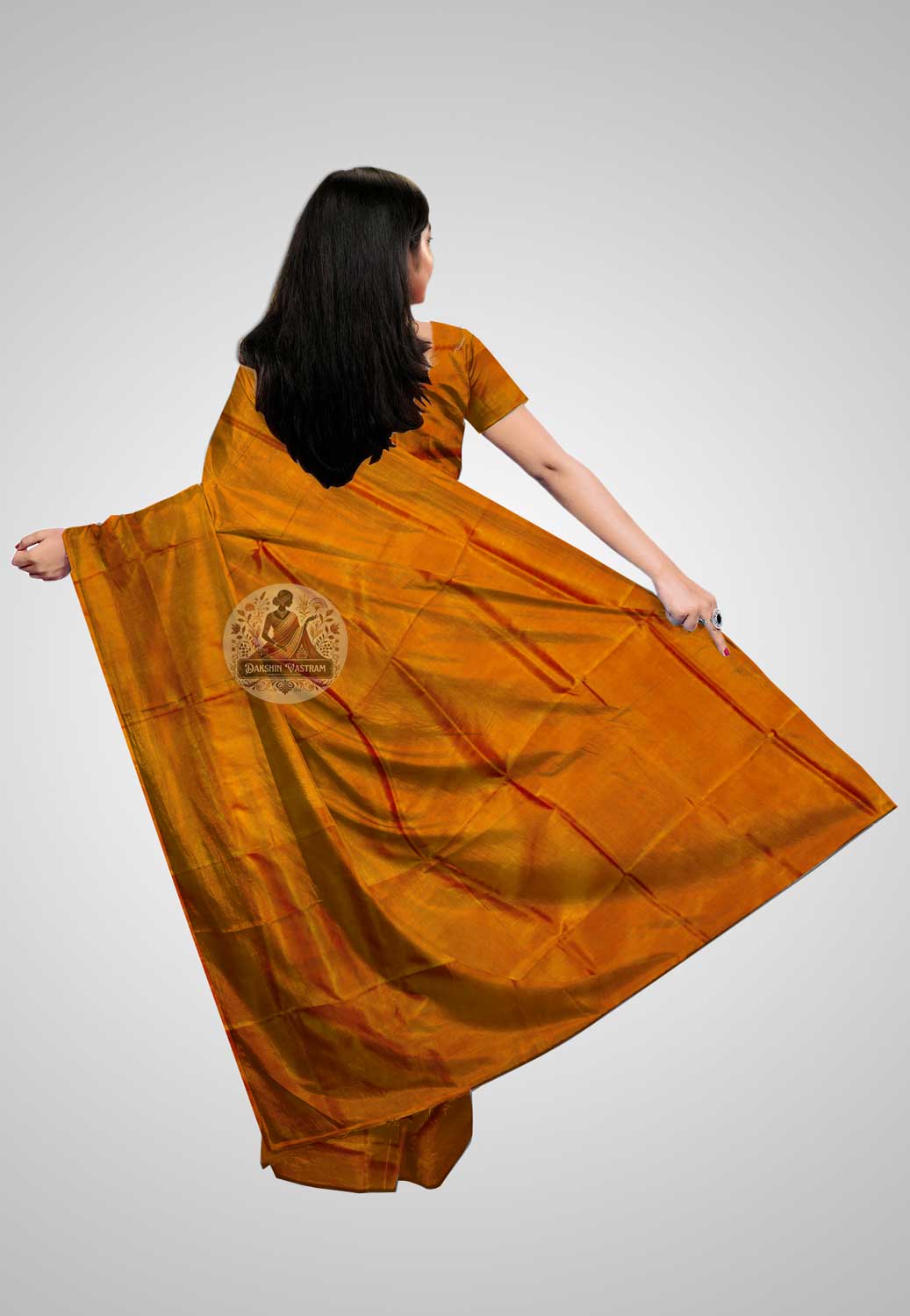 Explore Bengal Silk Than Online – Rear display of silk length