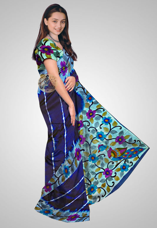 Buy Indian Silk Saree online – Angled side profile with flowing pleats