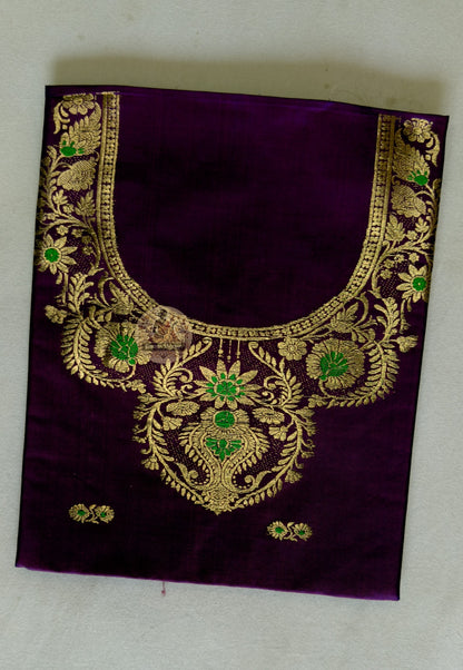 Violet Baluchari Silk kurti fabric in premium heritage packaging – gift-ready Indian handloom textile from Dakshin Vastram