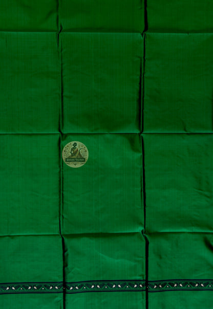 Premium handloom Baluchari silk kurti fabric in forest green — ships to UK, USA and EU — Dakshin Vastram