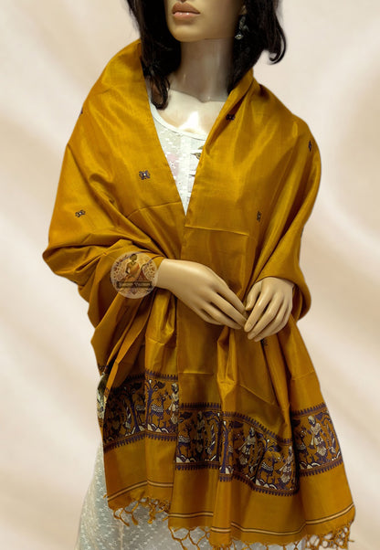 Baluchari handloom silk stole worn as dupatta with sharara – versatile pure silk styling for South Asian women in Manchester and Cardiff