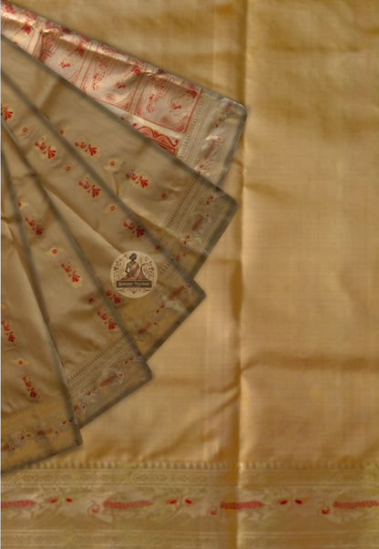 Traditional Swarnachari handloom silk saree for weddings and festivals — delivered to London and Birmingham