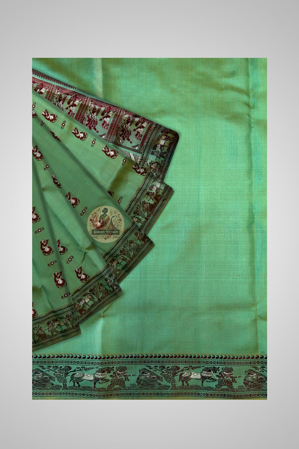 Buy Baluchari Silk Saree online – Close-up of detailed weaving