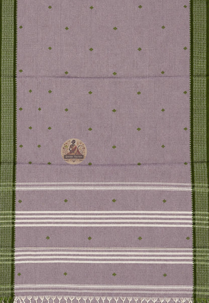 Matching blouse of pure cotton handloom saree with traditional detailing, perfect for festive wear
