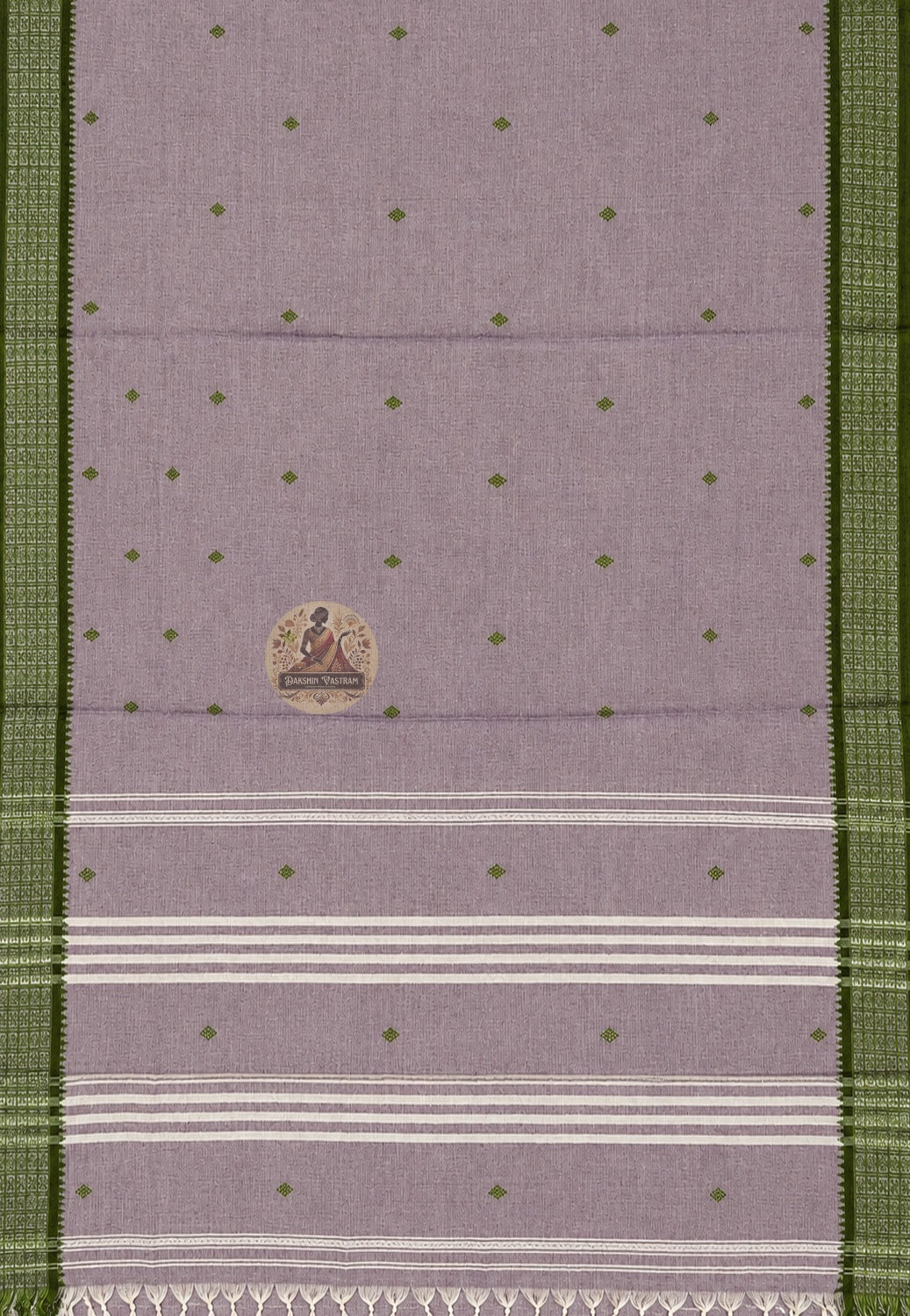 Close-up of pure cotton saree weave showing fine handloom texture and breathable fabric quality