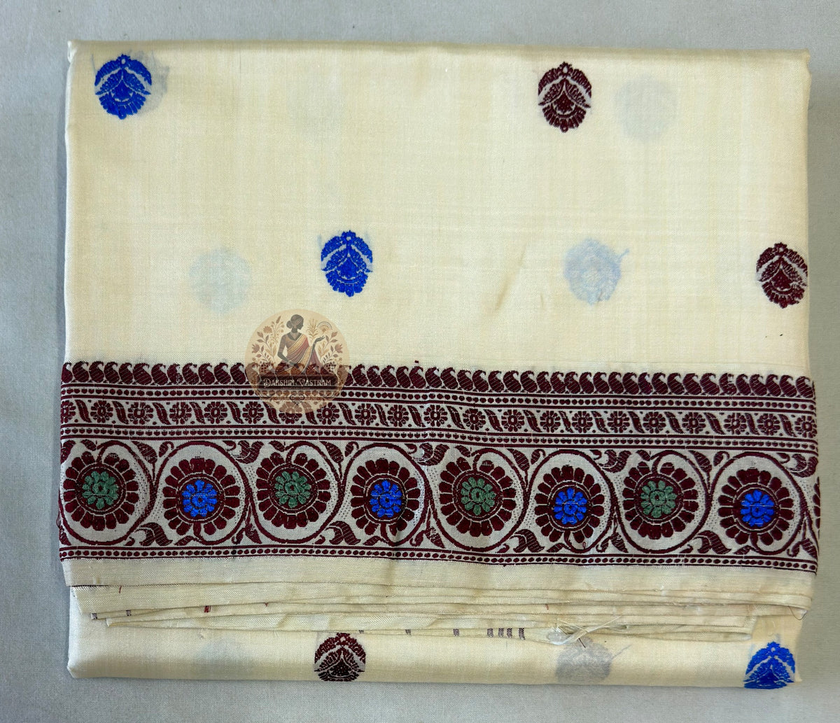 Full view of masterpiece Baluchari Silk Saree by Dakshin Vastram, handwoven in Bishnupur Bengal in premium pure silk for weddings, Durga Puja and cultural celebrations across UK, USA, EU and India