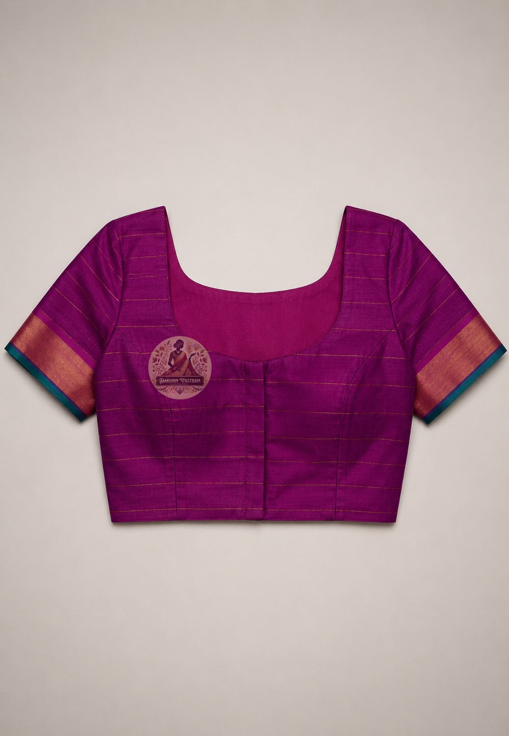 Close-up of blouse piece from Bishnupur Pure Katan Silk Saree, highlighting the weight without heaviness and sheen without glare of authentic handwoven Katan silk fabric