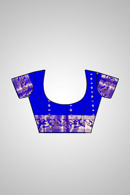 Buy Swarnachari Pure Silk Saree online – Majestic Blue saree view