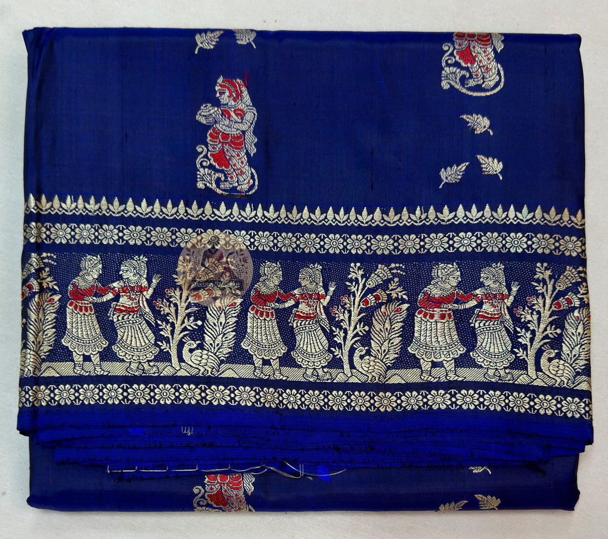 Premium handloom Baluchari saree in antique gold with traditional Bengali weave and mythological storytelling