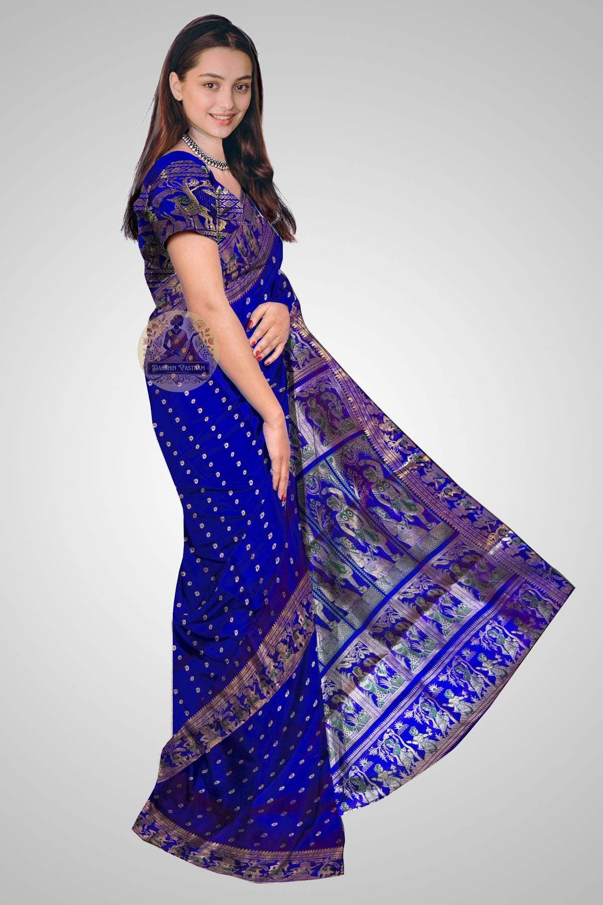 Buy Swarnachari Pure Silk Saree – Rear drape highlighting pallu design