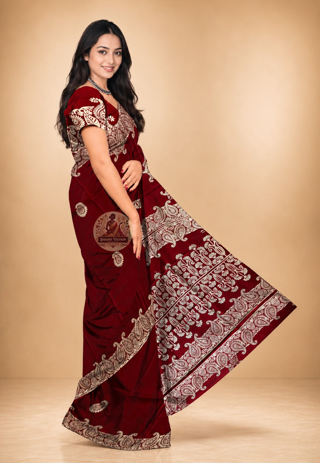 Bishnupur Silk Block Print Saree – Handcrafted Art in Every Fold