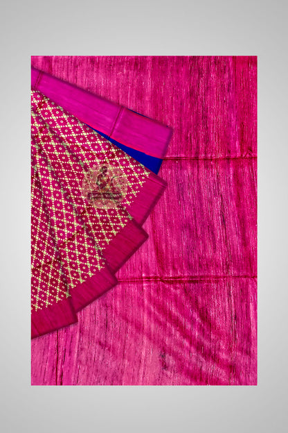 Buy Raw Silk Tussar Saree – Artistic weaving close-up
