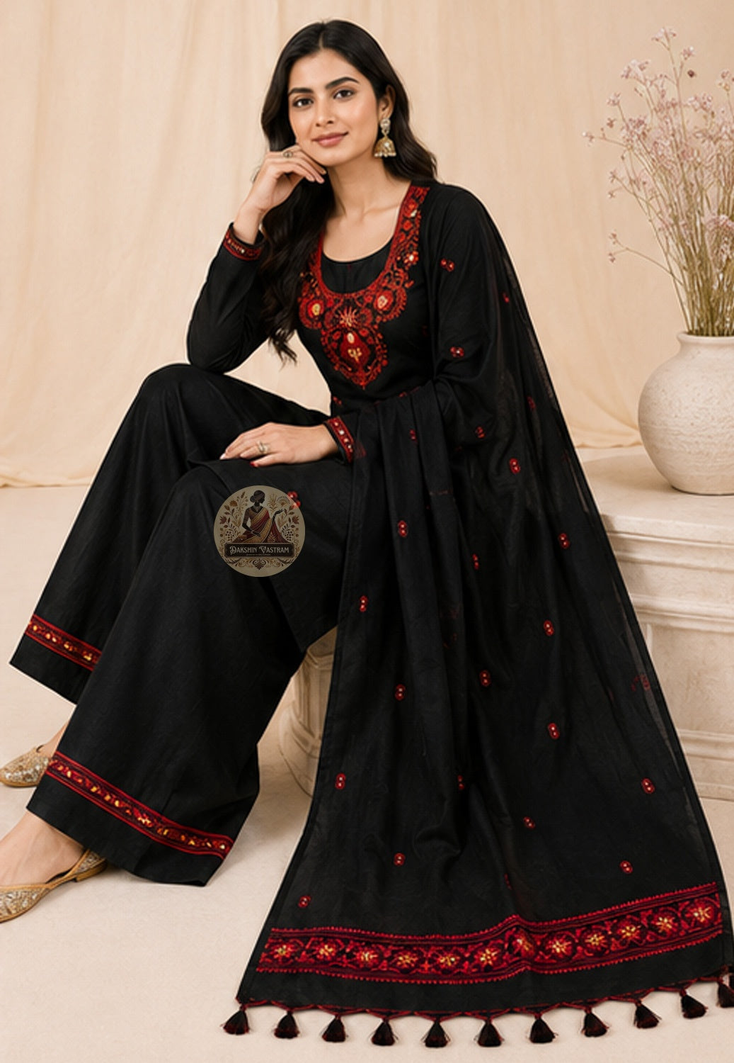 Traditional Baluchari pit-loom woven silk fabric in green with mythological border patterns — handcrafted in West Bengal