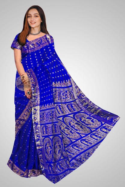 Buy Swarnachari Pure Silk Saree online – Majestic Blue front view