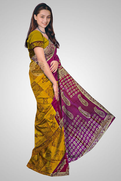 Shop Bengal Katan Silk Saree UK – Side view of rich silk drape