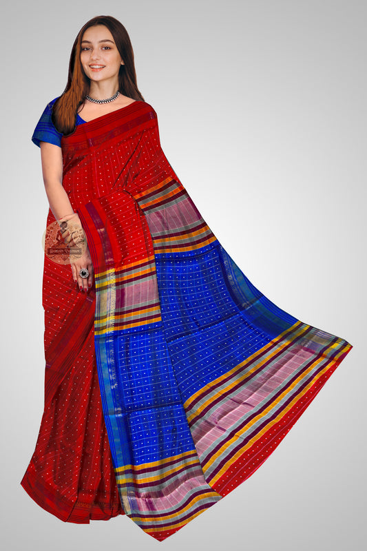 Buy Bishnupur Silk Bindu Booti Saree online – Front view of Mulberry silk saree