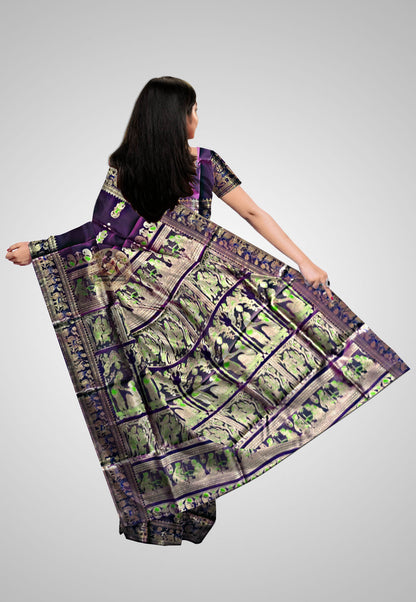 Opulent silk saree with traditional artistry and fine texture