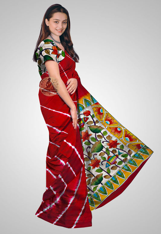 Handloom Saree side view – Artisan detailing on silk weave