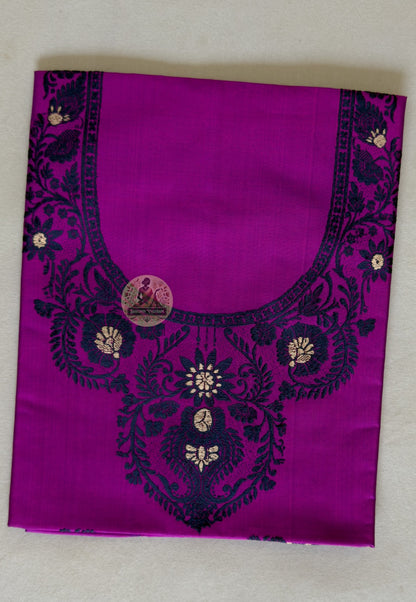 Deep Pink Baluchari Silk kurti fabric in premium heritage packaging – gift-ready Indian handloom textile from Dakshin Vastram