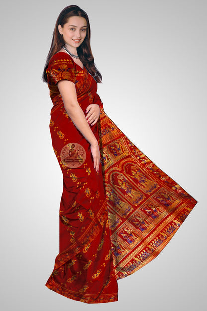 Shop Baluchari Silk Saree online – Side view showing woven motifs