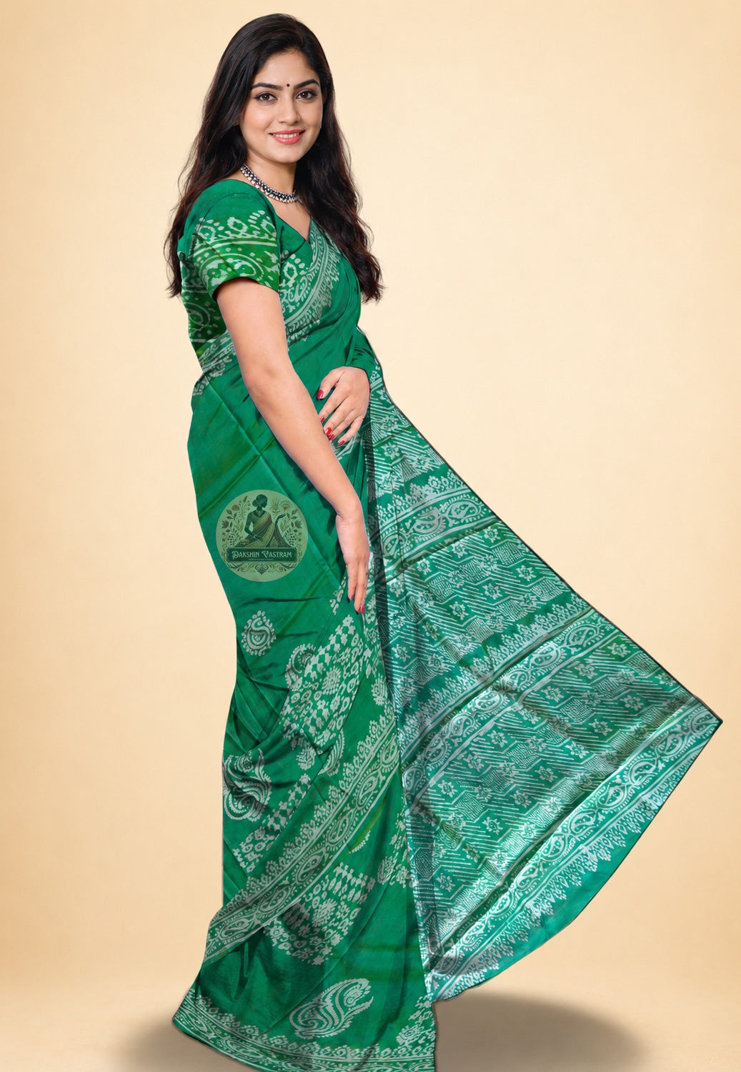 Bishnupur Pure Katan Silk Saree side view – dense handwoven Katan silk drape with natural luminosity, perfect for Indian weddings and festive occasions in Stockton