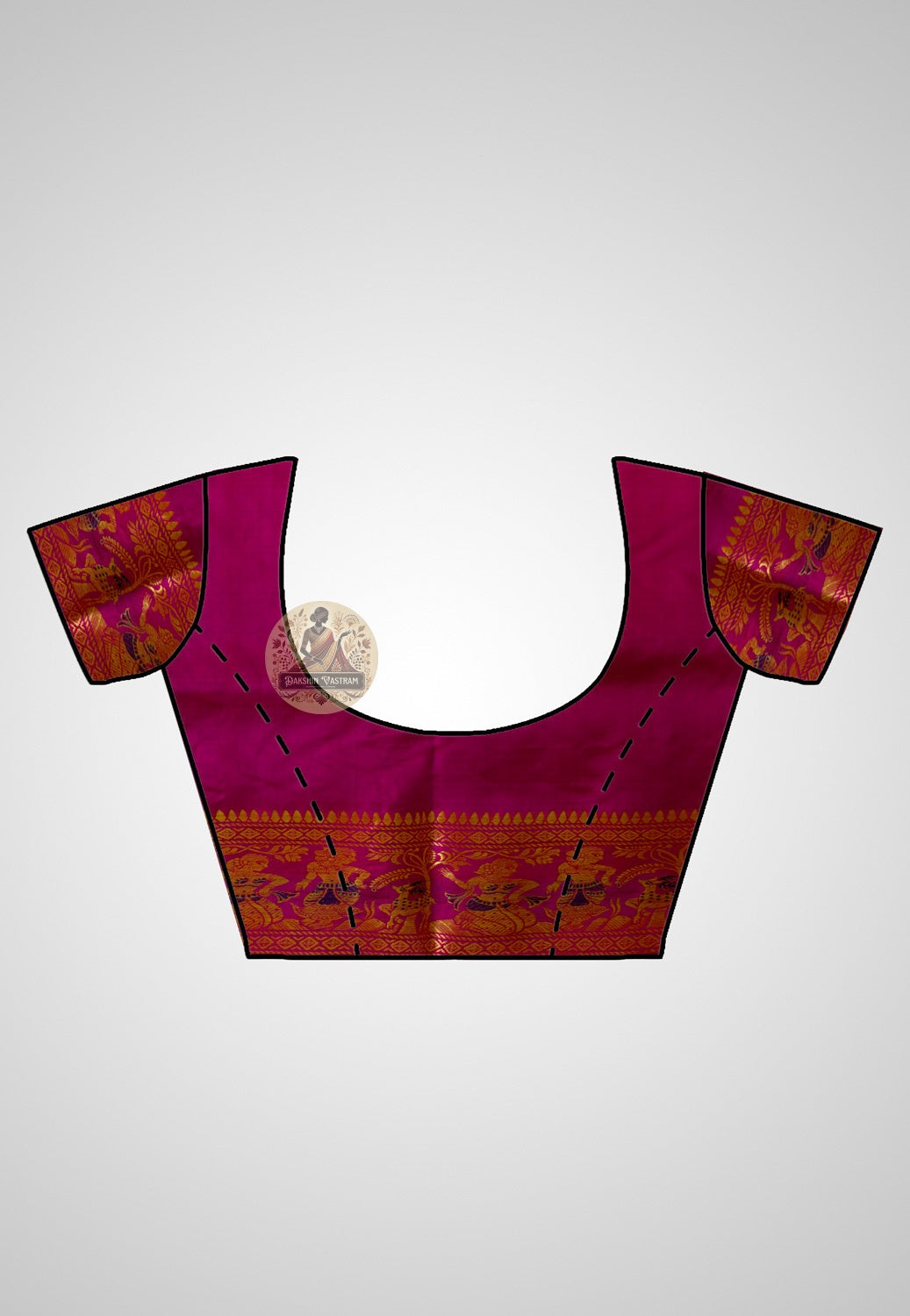 Detailed mythological motif weave on Baluchari Bengal silk saree border and pallu