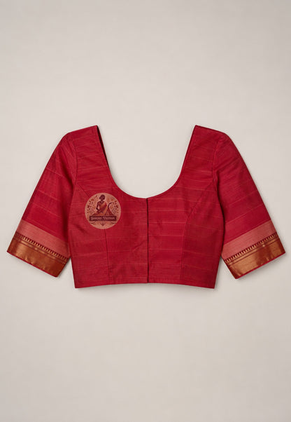 Matching blouse of Bishnupuri pure katan silk saree – handwoven silk fabric with traditional Bengal weave detailing, premium ethnic occasion wear