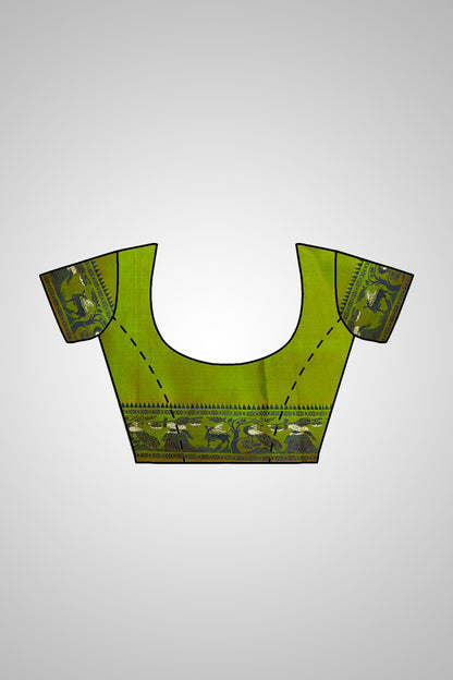Shop Handloom Saree online – Matching blouse detail with traditional border