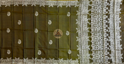 Buy Authentic Bishnupur Silk Saree online – Pallu print and weaving view