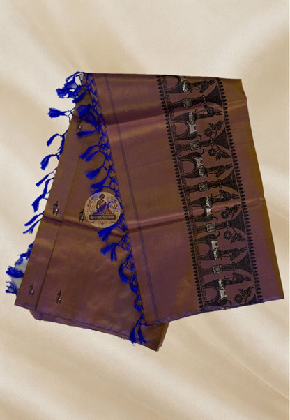 Baluchari handloom silk stole styled for Durga Puja and Navratri celebrations – available online in Birmingham and Manchester