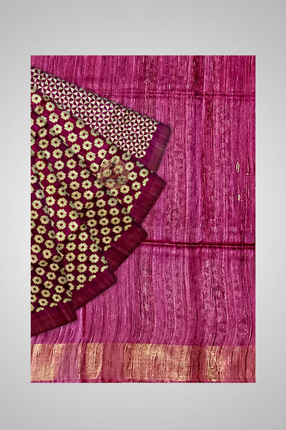 Order Festive Tussar Saree – Close-up of handloom craftsmanship