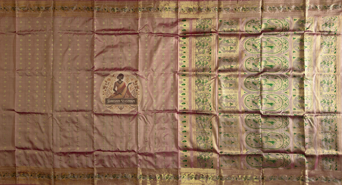 Swarnachari Pure Silk Saree with 200-year-old Bengal weaving tradition – artisan collection by Dakshin Vastram