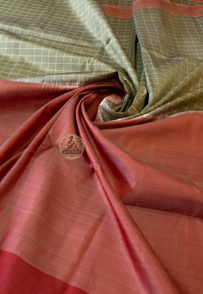 Macro close-up of handwoven motifs on Bishnupur Katan Silk Saree, revealing intricate Bengal heritage patterns woven into the pure mulberry silk — a craft that endures across generations
