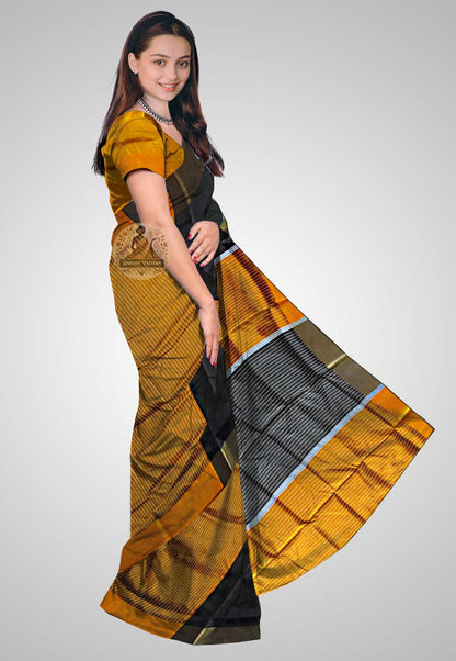 Shop Indian Silk Saree online – Side profile of pure silk drape