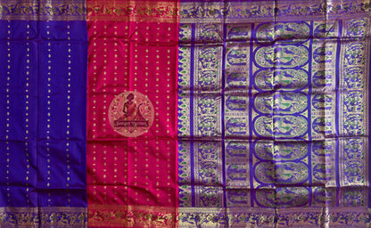Swarnachari Pure Silk Saree in deep festive hues with golden zari – Diwali and Dussehra collection by Dakshin Vastram