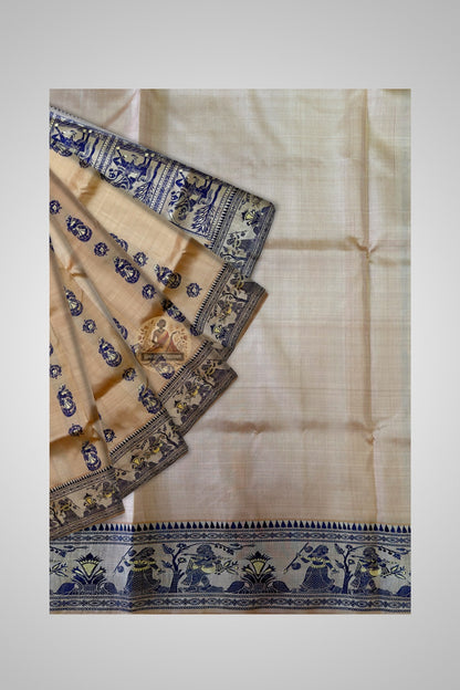 Buy Handloom Baluchari Saree online – Close-up of woven storytelling motifs