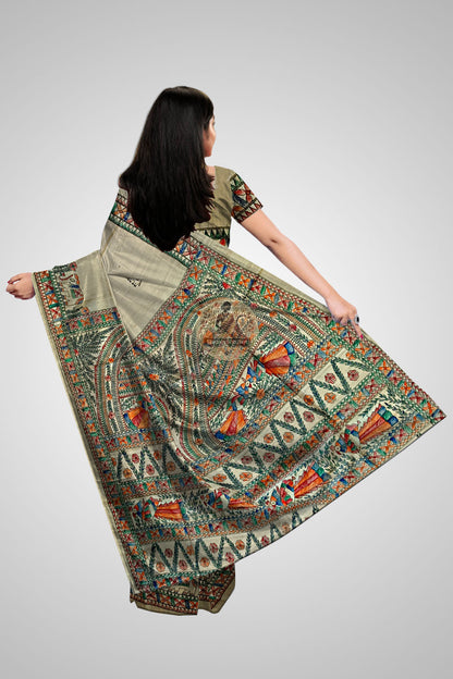 Shop Ghicha Tussar Sarees – Rear view showcasing pallu craftsmanship