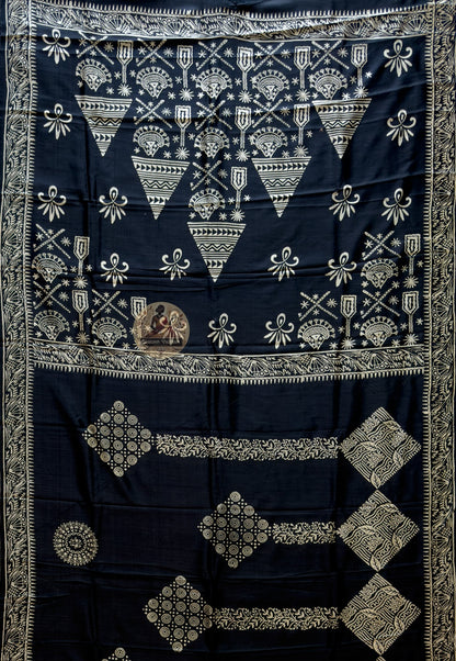 Bishnupur Pure Katan Silk Saree full view – authentic handwoven Bengal heritage Katan silk for Navratri, Eid and milestone celebrations across USA, India, UK and EU | Dakshin Vastram