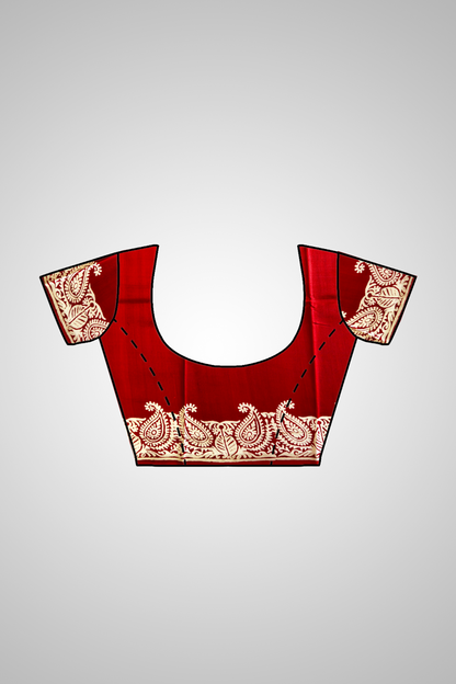 Shop Traditional Silk Saree – View of saree with stitched blouse