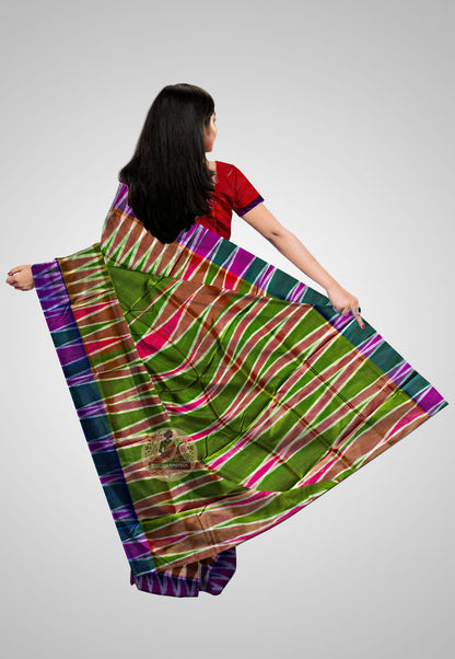 Pure Silk Kotki Saree Global – Rear shot featuring intricate pallu weave