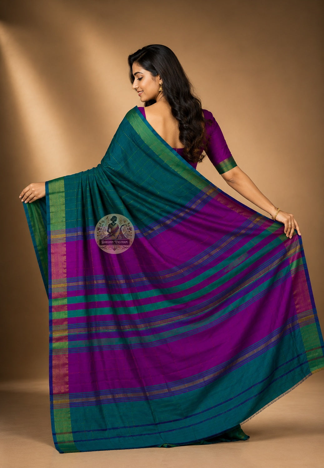 Detail shot of Bishnupur Katan Silk Saree pleats and drape, capturing the familiar weight and unforgettable feeling of authentic handwoven pure silk from West Bengal