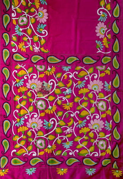 Close-up of Bishnupur handloom saree weave showing traditional temple-inspired motifs on pure cotton silk fabric