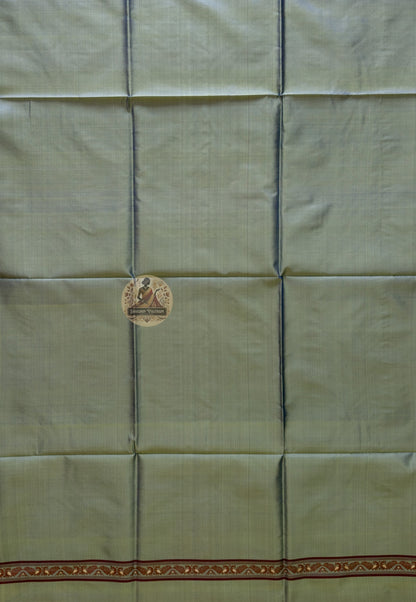 Premium handloom silk unstitched kurti piece in Pesta Green – authentic Bengal weave available online UK USA EU