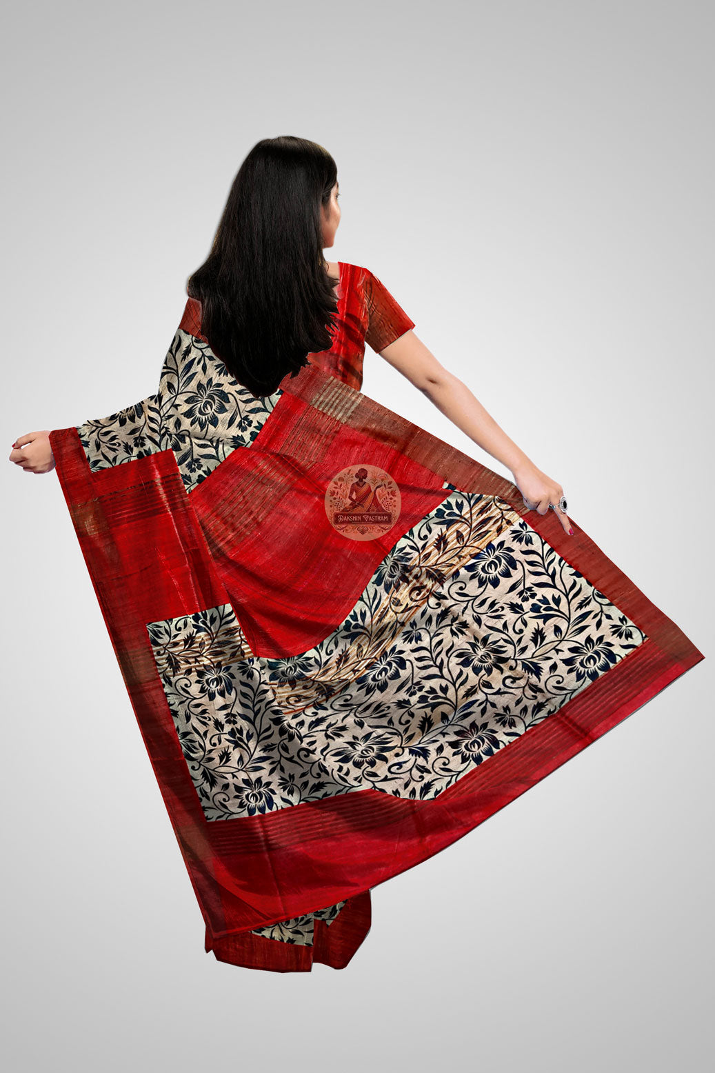 Shop Tussar Silk Sarees – Rear pallu design for festive occasions